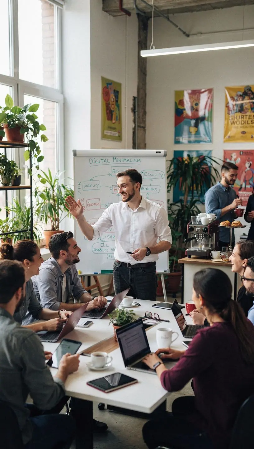 Persoană care folosește un laptop cu un desktop organizat minimalist, concentrat pe productivitate.